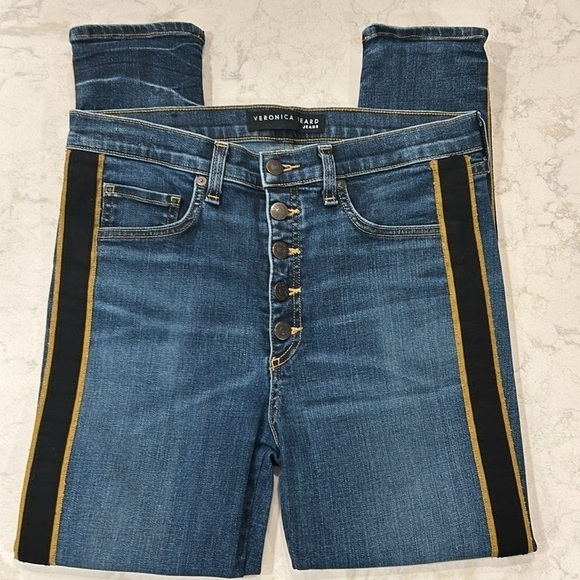 Veronica Beard Debbie Skinny Tux Stripe Jean Size 30 - Picture 10 of 17